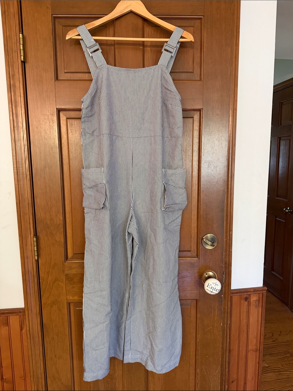 Urban Outfitters Blue Pinstripe Cotton Overalls